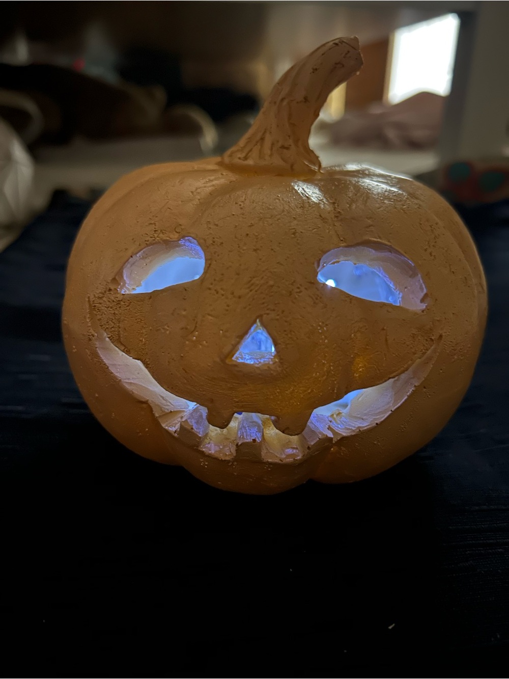 Light-Up Ceramic Jack-o'-Lantern Pumpkin - cream